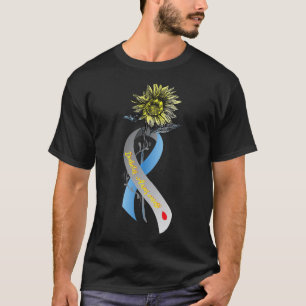 Camiseta Hippie Sunflower Gray Blue Ribbon Diabetes Tipo 1