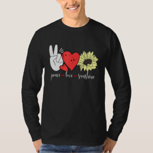 Camiseta Hippie Sunflower Heart And Peace Sign Love Sunshin