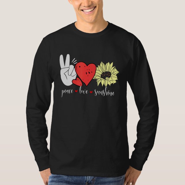 Camiseta Hippie Sunflower Heart And Peace Sign Love Sunshin (Anverso)