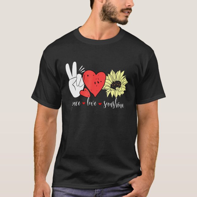Camiseta Hippie Sunflower Heart And Peace Sign Love Sunshin (Anverso)