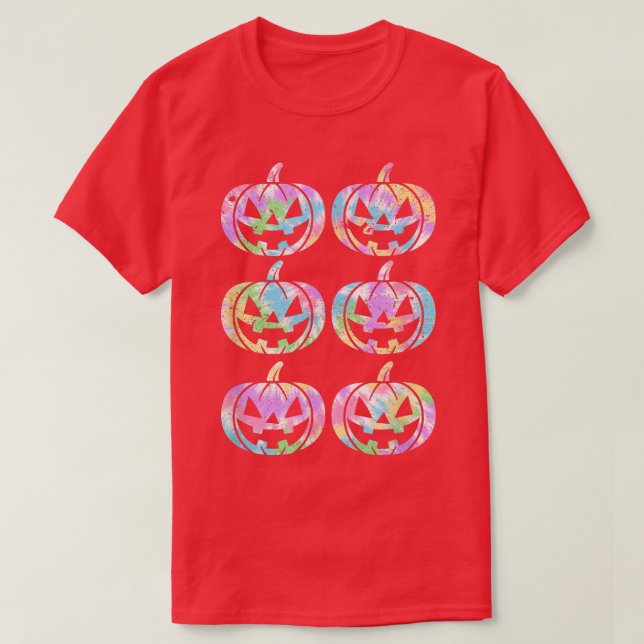 Camiseta Hippie Tie Dye Style Feliz Calabaza de Halloween J (Diseño del anverso)