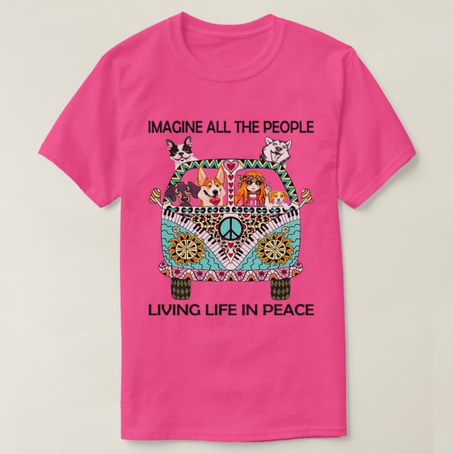 Camiseta Hippie Todo El Pueblo Se Imagina Viviendo La Vida  (Diseño del anverso)