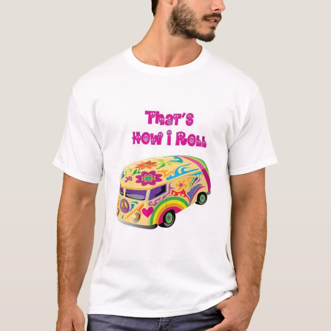 Camiseta hippie van retro cómo rodar (Anverso)