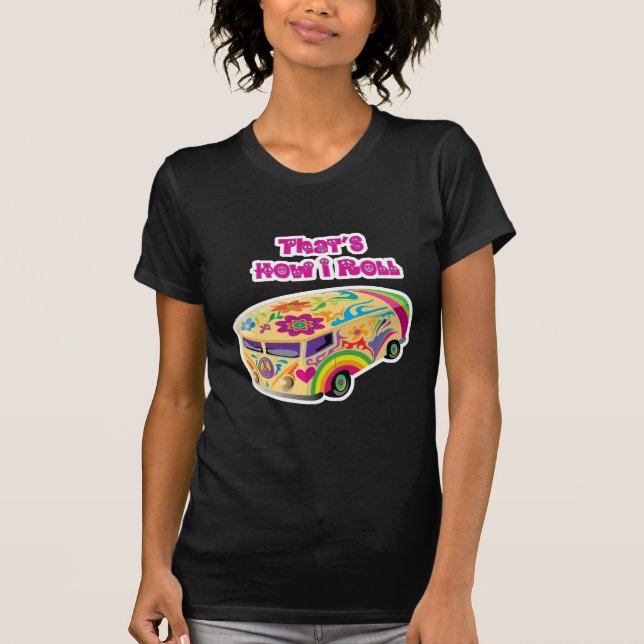 Camiseta hippie van retro cómo rodar (Anverso)