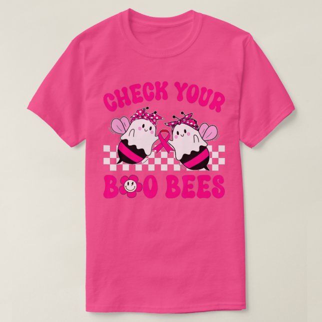 Camiseta Hippie Verifica tu abeja Hallowee de Cáncer de Mam (Diseño del anverso)