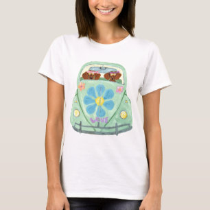 Camiseta Hippies Dachshund en su coche de flores del amor