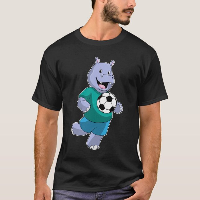 Camiseta Hippo as Soccer player with Soccer (Anverso)