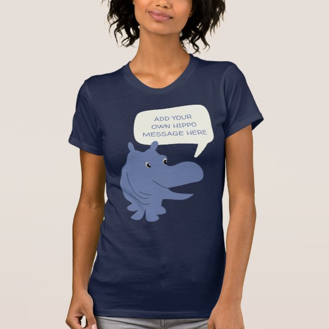 Camiseta Hippo azul cutáneo Hipopótamo Personalizado mensaj (Anverso)