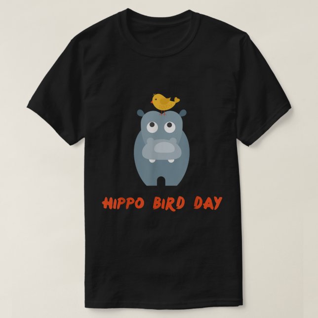 Camiseta Hippo Bird Day - Happy Birday Animal Pun (Diseño del anverso)