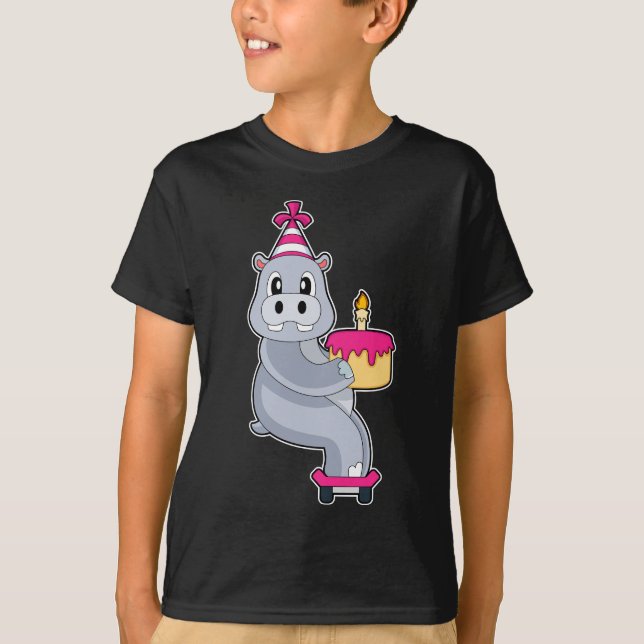 Camiseta Hippo Birthday Skateboard (Anverso)