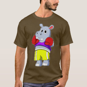 Camiseta Hippo como boxeador con guantes de boxeo