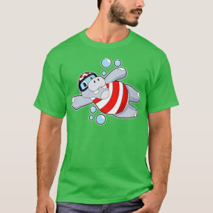 Camiseta Hippo como buceador con gafas de natación