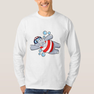 Camiseta Hippo como buceador con gafas de natación