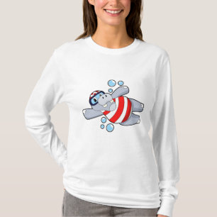 Camiseta Hippo como buceador con gafas de natación