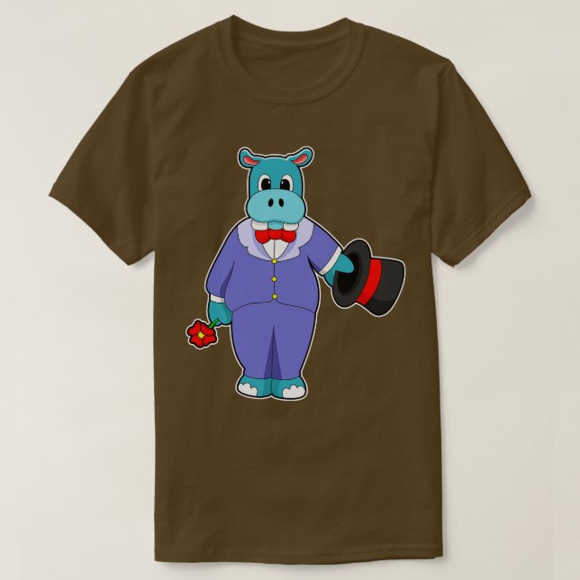 Camiseta Hippo como Groom con Rosa de traje (Diseño del anverso)