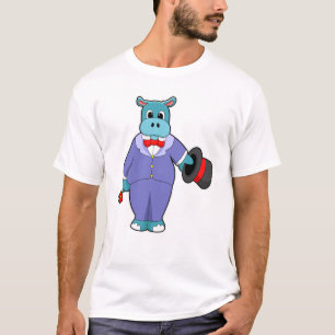 Camiseta Hippo como Groom con traje y Rosa