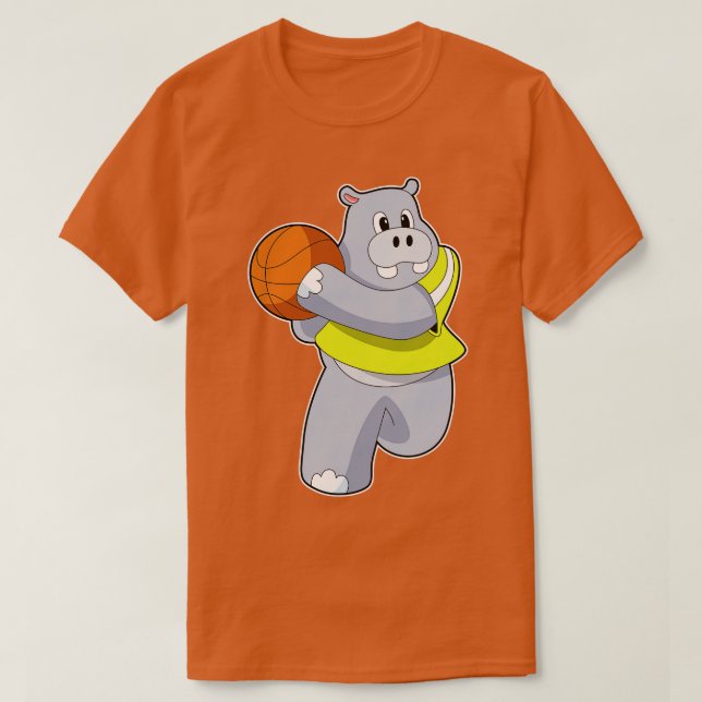 Camiseta Hippo como jugador de baloncesto con baloncesto (Diseño del anverso)