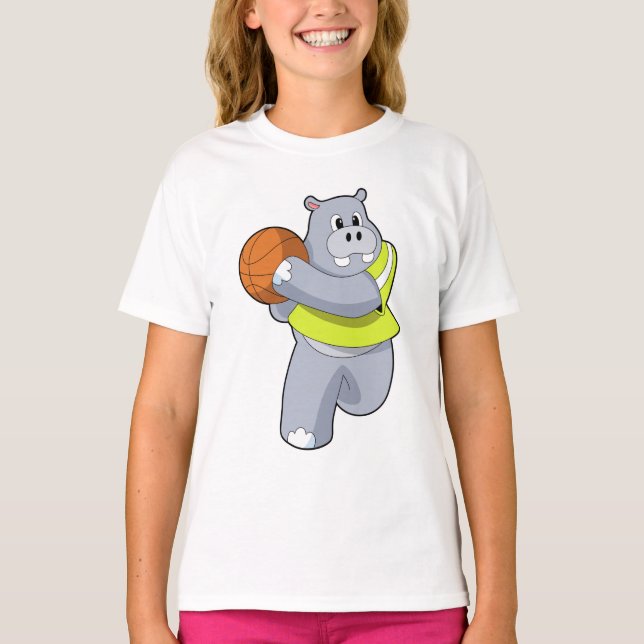 Camiseta Hippo como jugador de baloncesto con baloncesto.PN (Anverso)