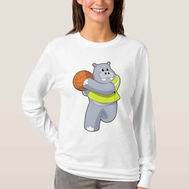 Camiseta Hippo como jugador de baloncesto con baloncesto.PN (Anverso)