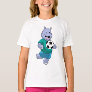 Camiseta Hippo como jugador de fútbol con fútbol