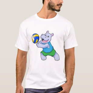 Camiseta Hippo como jugador de voleibol con voleibol