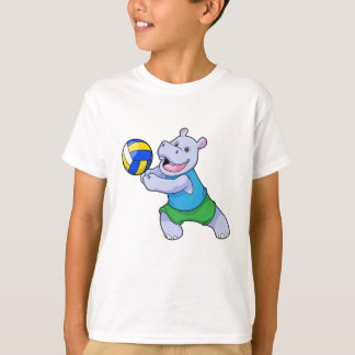 Camiseta Hippo como jugador de voleibol con voleibol