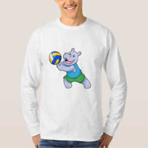 Camiseta Hippo como jugador de voleibol con voleibol
