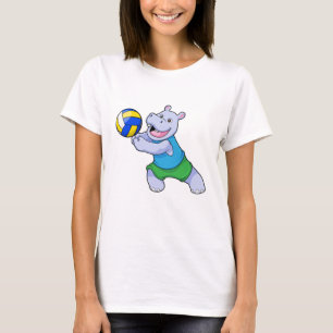 Camiseta Hippo como jugador de voleibol con voleibol