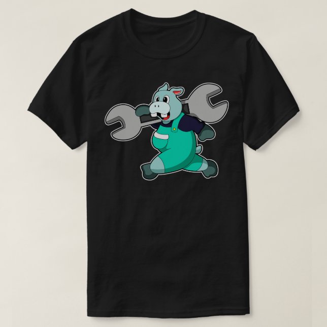 Camiseta Hippo como mecánico con llave (Diseño del anverso)