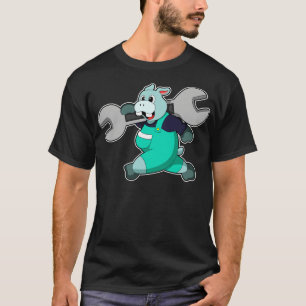Camiseta Hippo como mecánico con llave