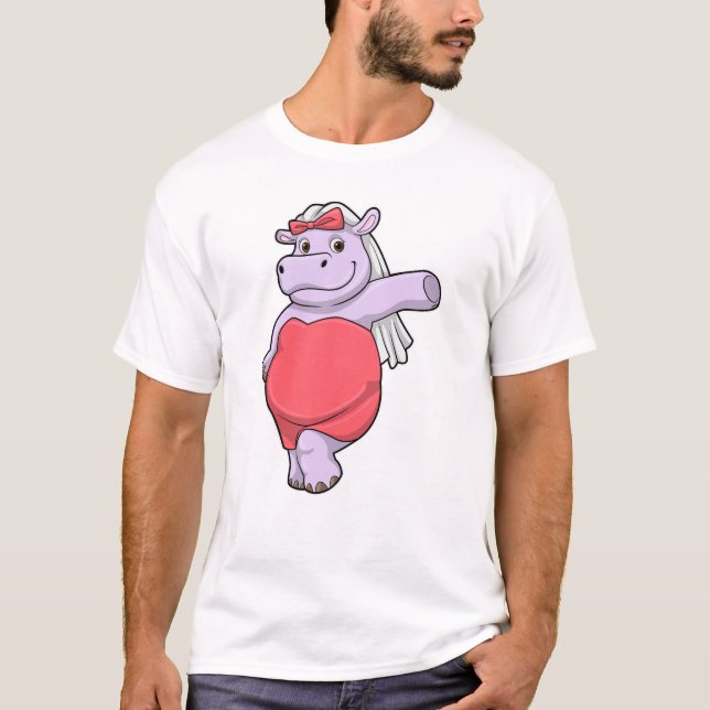 Camiseta Hippo como novia con velo y reverencia (Anverso)