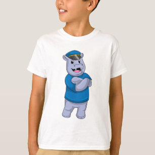 Camiseta Hippo como oficial de policía con gorra de policía