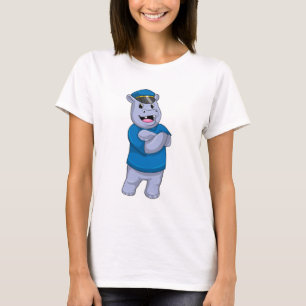 Camiseta Hippo como oficial de policía con gorra de policía