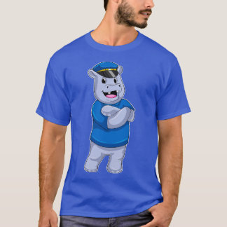 Camiseta Hippo como oficial de policía con gorra de policía