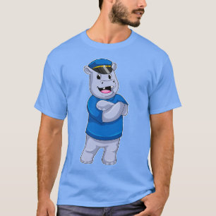 Camiseta Hippo como oficial de policía con gorra de policía