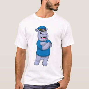 Camiseta Hippo como oficial de policía con gorra de policía