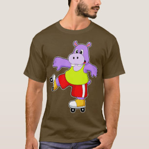 Camiseta Hippo como patinador con patines en línea
