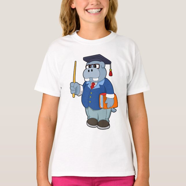 Camiseta Hippo como profesor con libro (Anverso)