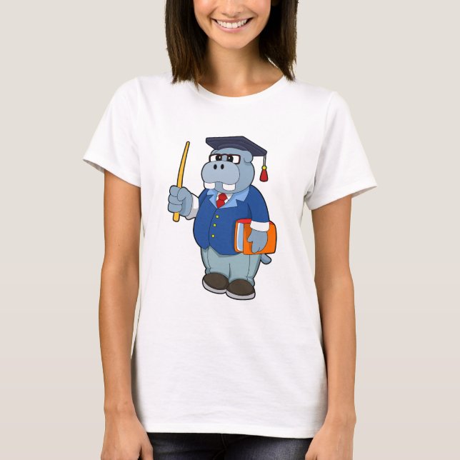 Camiseta Hippo como profesor con libro (Anverso)