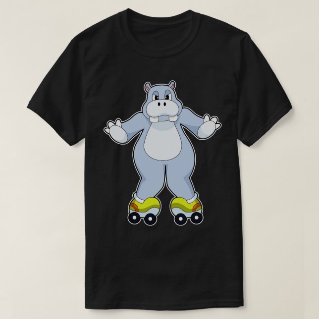 Camiseta Hippo con patines de patines (Diseño del anverso)