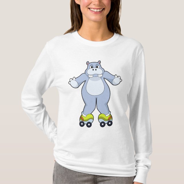 Camiseta Hippo con patines de patines (Anverso)