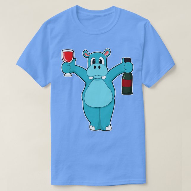 Camiseta Hippo con Vidrio Frasco de Vino (Diseño del anverso)