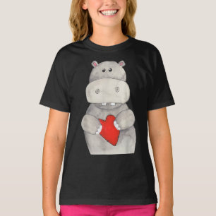 Camiseta Hippo cutáneo Hipopótamo Sujeto corazón   Love Hip