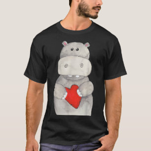 Camiseta Hippo cutáneo Hipopótamo Sujeto corazón Love Hip
