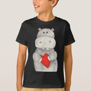 Camiseta Hippo cutáneo Hipopótamo Sujeto corazón Love Hip