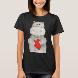 Camiseta Hippo cutáneo Hipopótamo Sujeto corazón Love Hip