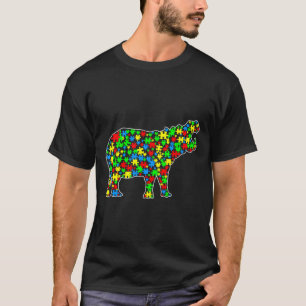 Camiseta Hippo Divertido enigma Animales Autismo Conciencia