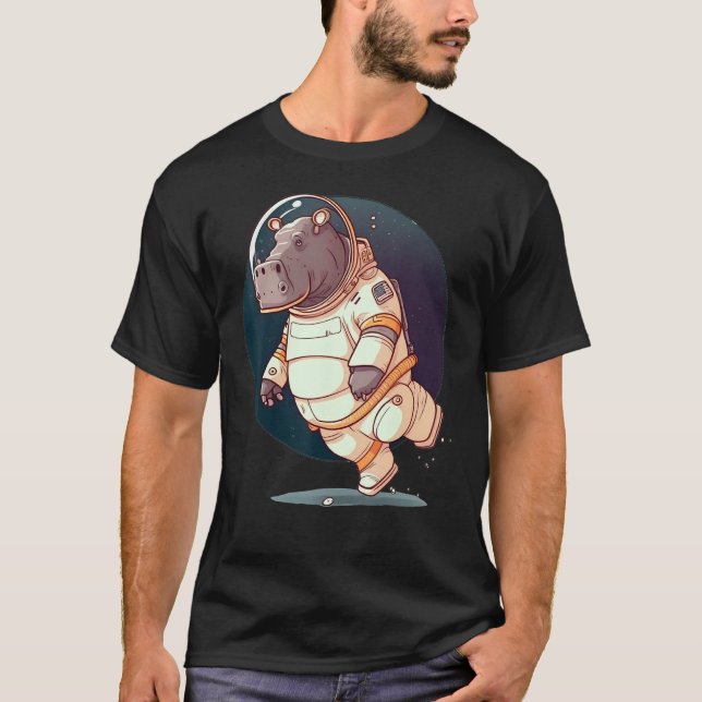 Camiseta Hippo en el espacio ultraterrestre sobre el astron (Anverso)