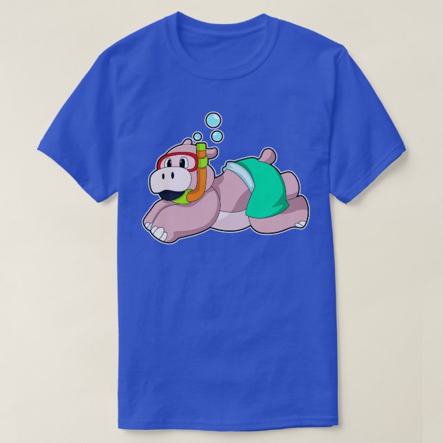 Camiseta Hippo En El Submarinismo Con Snorkel (Diseño del anverso)