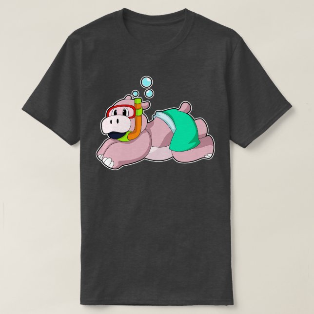 Camiseta Hippo En El Submarinismo Con Snorkel (Diseño del anverso)